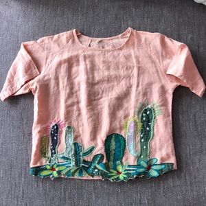 Embroidered linen top.